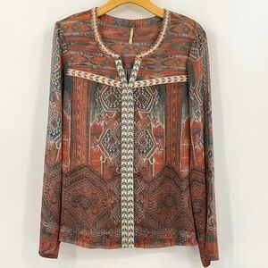 BKE Long Sleeve Sheer‎ Lightweight Blouse Size Large B35